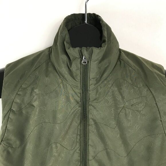 Columbia GRT Full Zip Vest Women's XS Green Floral Pockets Outdoor Winter Lined - Picture 3 of 12